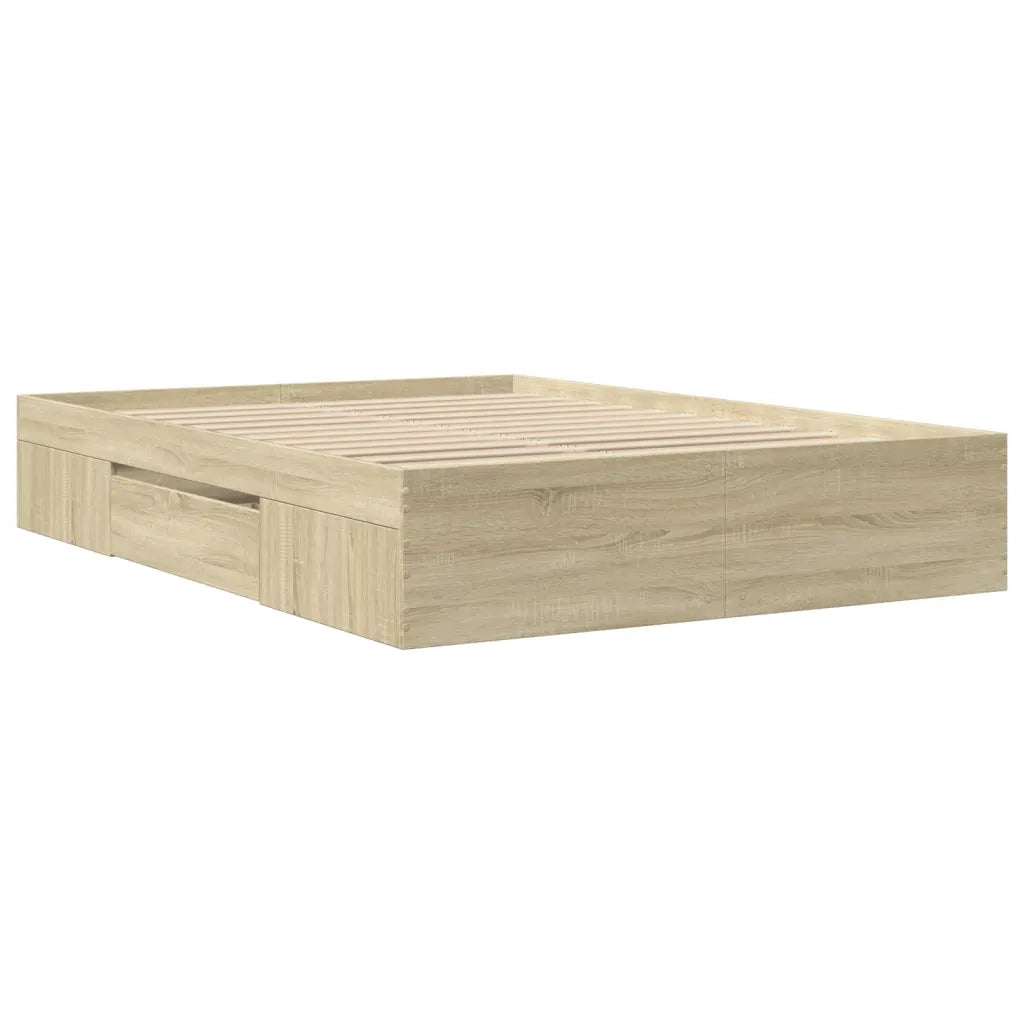 Letto matrimoniale | Letto per adulti | Giroletto senza Materasso Rovere Sonoma 120x190cm in Truciolato
