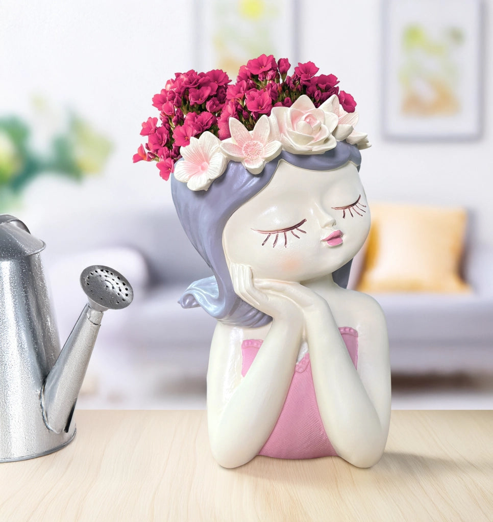 Vaso Decorativo Con Volto Viso Vasetto Per Piantine Da Interno Faccia Statuetta Testa Soprammobile Moderno Dipinto A Mano - BambinaRaissa