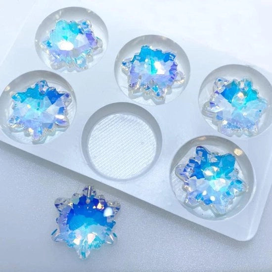 Kralen di cristallo a forma di prugnolo - 6 pezzi - diverse colori - 30 mm - kralen a faccia - kralen sparse - lavoro di confezione DIY - adatto per collane al collo, bracciali, collane singole - azzurro chiaro