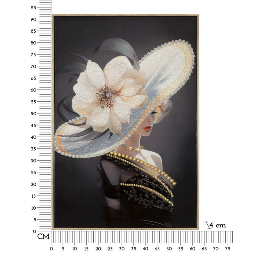 Stampa su Tela Donna con Fiore, Multicolore, Legno, 62x4x92 cm