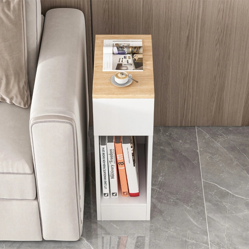 Comodino stretto con cassetto, tavolino con ripiano, moderno loft camera da letto 60 cm