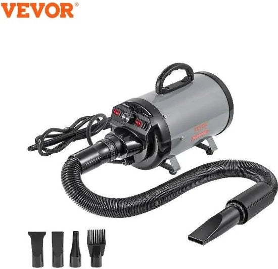 JK24 - Asciugamano per cani - Asciugamano per cani professionale - 2000W - con tubo estendibile - con 4 accessori