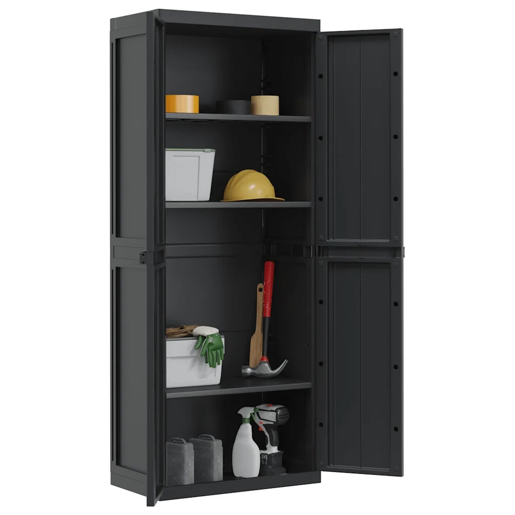 Armadio da Esterno Nero 65x37x165 cm in PP 364206