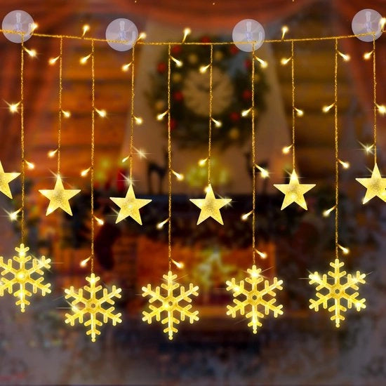 Illuminazione di Natale LED, 3,5 m filo LED, tenda con gancio, Adatto per la decorazione di Natale (colore caldo)