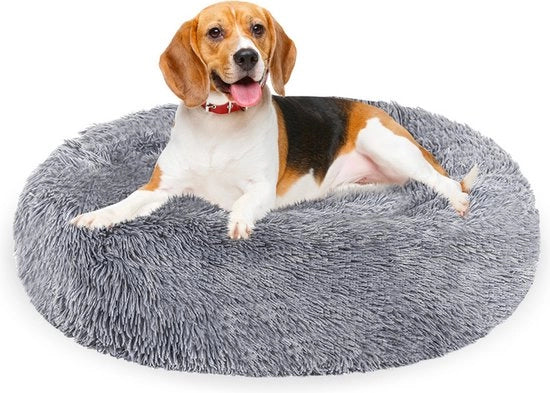 Letto per cani a forma di donut, cuscino per cani morbido e lussuoso, donut per cani in colore chiaro, 80CM