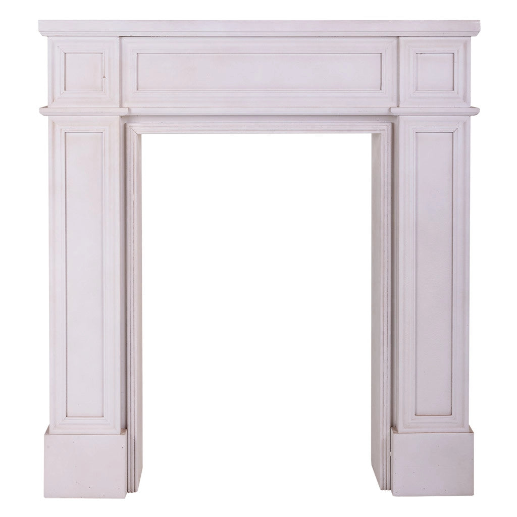 Cornice per camino in legno intagliato bianco 100x20x110h