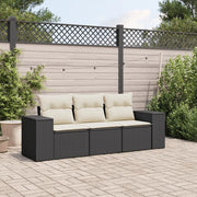 Set Divani da Giardino 3 pz con Cuscini in Polyrattan Nero 3222255