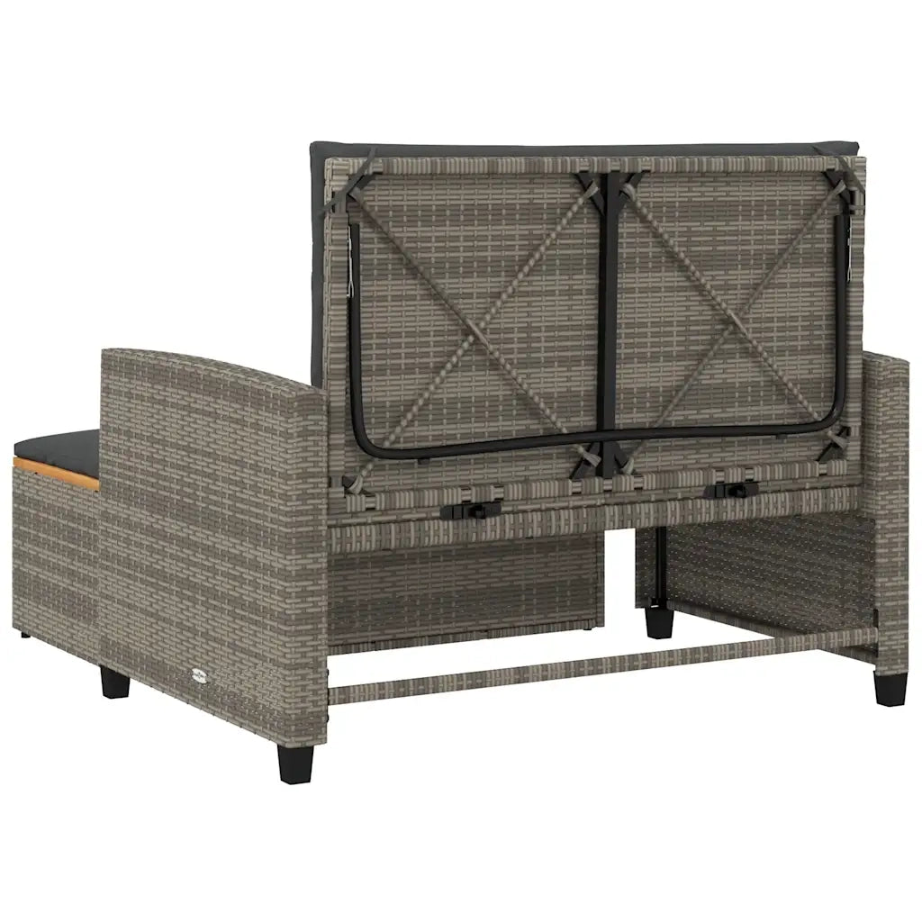 Divano Giardino con Cuscini 2 Posti Grigio in Polyrattan Acacia 365142
