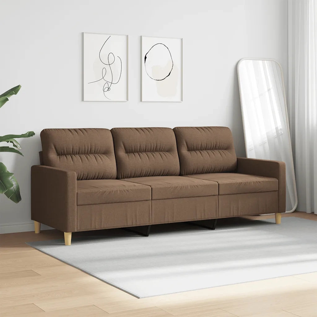 Divano a 3 Posti Marrone 180 cm in Tessuto 359246