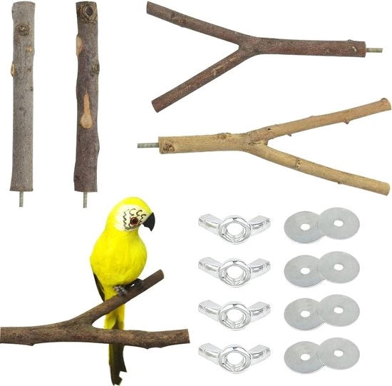 Set di 4 sedili naturali per uccelli, sedili naturali curvi in legno, perne per uccelli in legno, per parrocchetti, valpaccetti, canarini