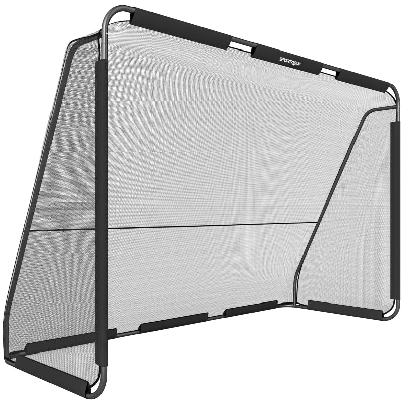 Porta da calcio da giardino con struttura triangolare e rete fitta resistente in metallo nero per allenamento