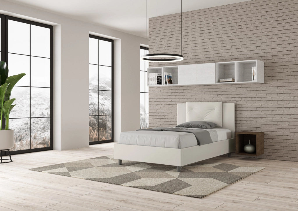 Letto 1 Piazza e Mezzo 120x210 cm con Rete Appia Bianco