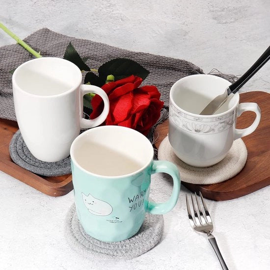 Set di Sostegni in Vetro, Cup Sostegni Manuali Vintage da 6 pezzi per Protezione di Tavolo, Sostegni Ronde Assorbenti Acqua