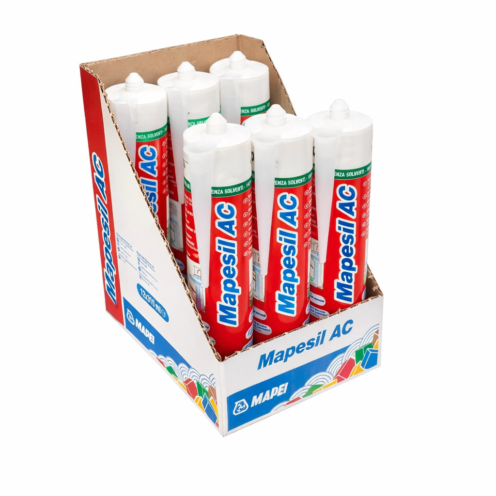 Mapei mapesil ac silicone acetico elastico resistente alla muffa 310 ml 6 pezzi *** colore- liquirizia - 152, confezi...