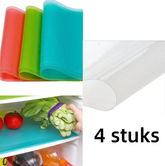 4 x Tappeti per Frigorifero - Placemat - Tappeto per Frigorifero - 4 colori - Tappeti per Lavello lavabili - Tappeti per Frigorifero (45 x 30 cm)