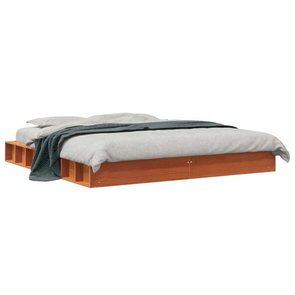 Letto matrimoniale | Letto per adulti | Giroletto senza Materasso Marrone Cera 200x200 cm Legno di Pino