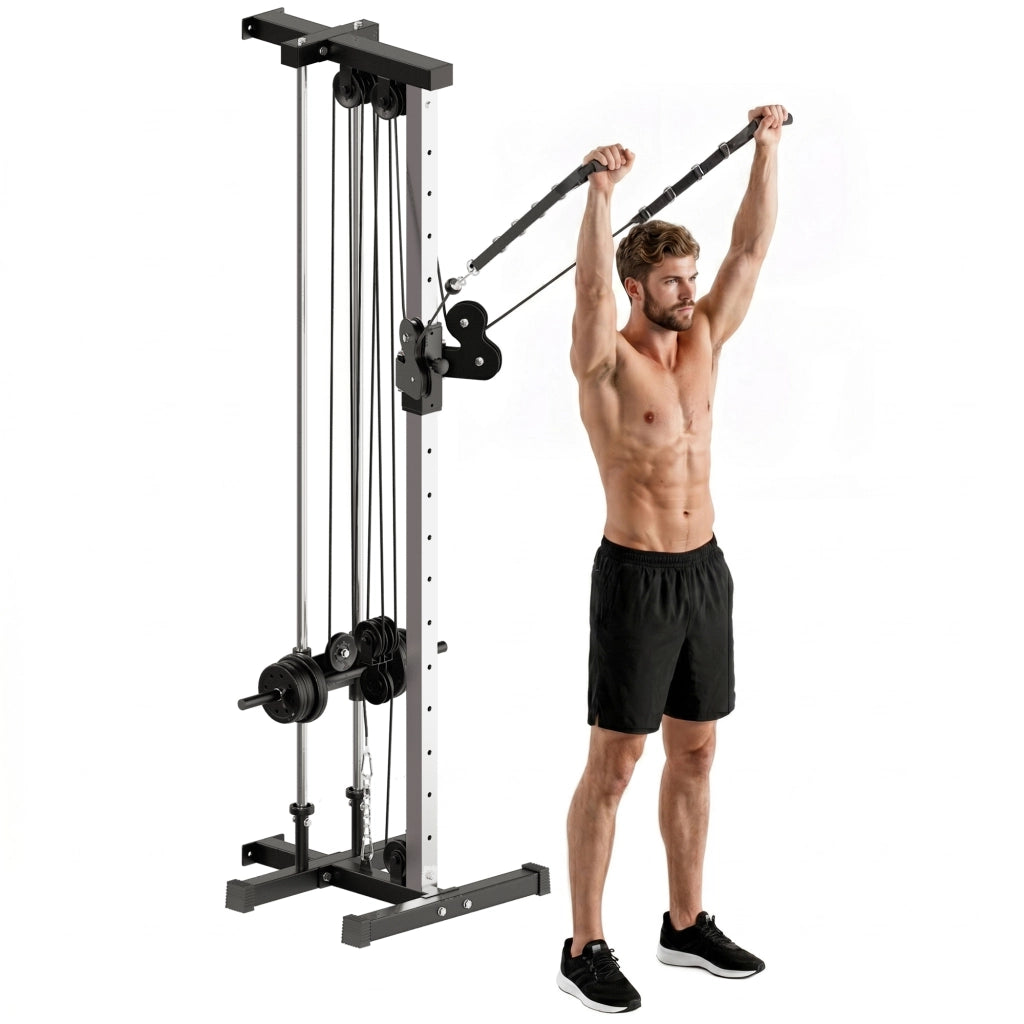 Stazione di allenamento regolabile in altezza 25-165 cm ¨C Xylo ¨C Sistema dual pulley 62x60x200 cm nero