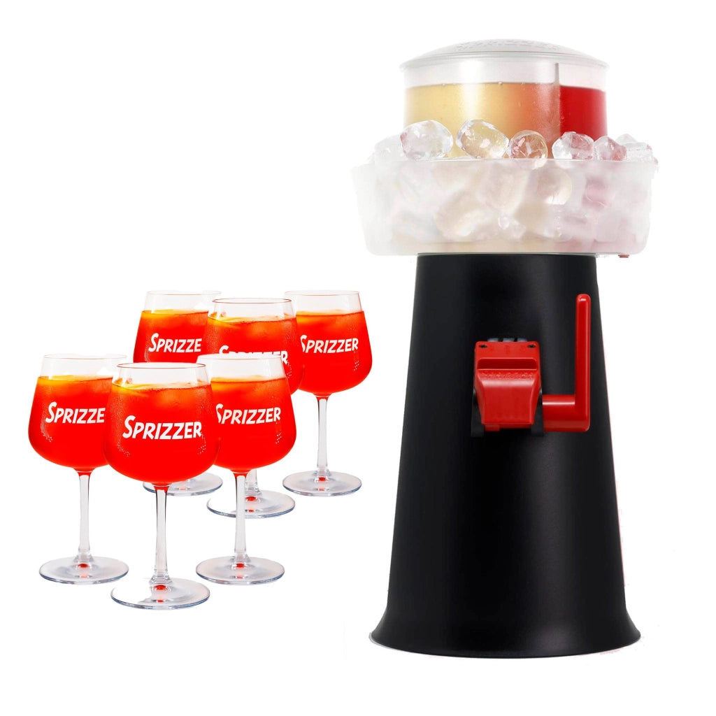 SPRIZZER Kit Sprizzer Nero in plastica con 6 bicchieri – Set completo per aperitivi design italiano funzionale e colore nero opaco per brindisi raffinati modello SPRIZZER-NERO-6-BICCHIERI