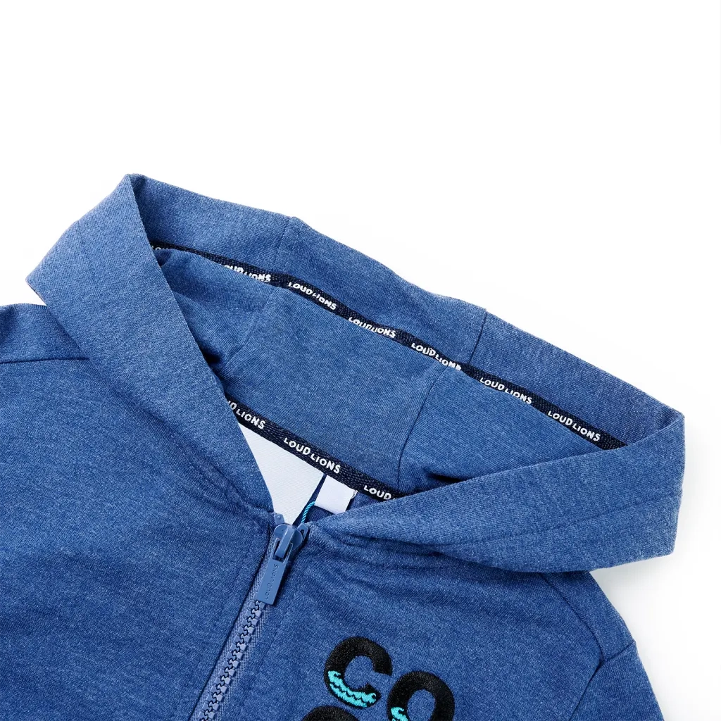 Felpa con Cappuccio e Cerniera per Bambini Blu Scuro M¨¦lange 92
