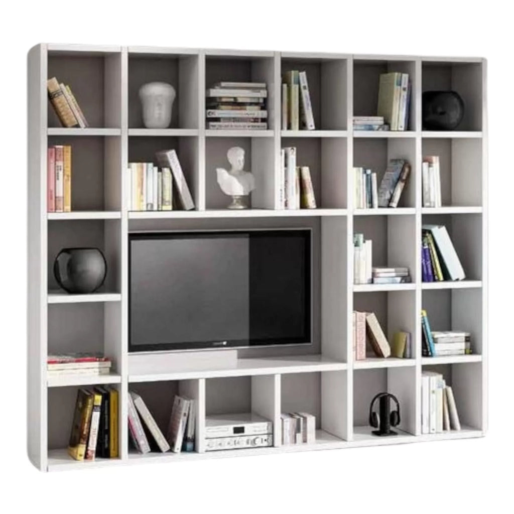 Libreria porta tv moderna frassino bianco - salotto l261 p30 h218 (571) - Mobili 2G