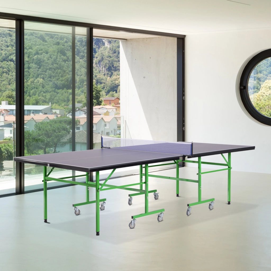 EasyComfort Tavolo da Ping Pong Pieghevole Interno con 8 Ruote 152.5 × 274 × 76cm