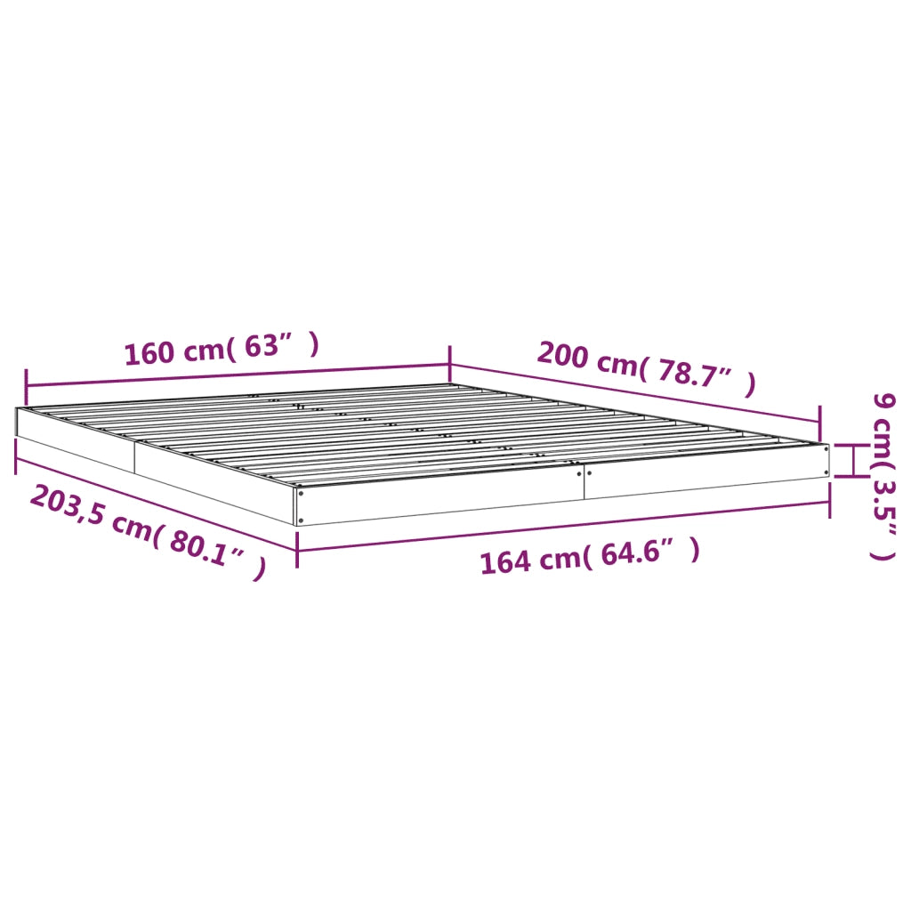 Giroletto senza Materasso 160x200 cm in Legno Massello di Pino 823434
