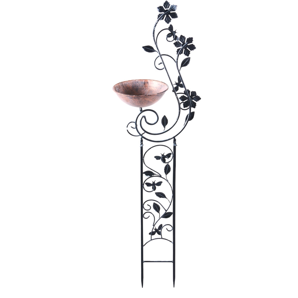Abbeveratoio per uccelli da giardino alimentatore d'acqua in ferro anticat, decorativa multicolore
