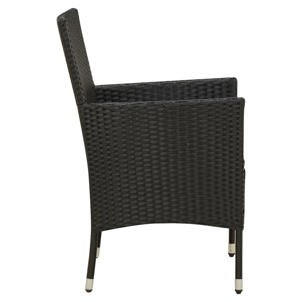 Set da Pranzo da Giardino 7 pz con Cuscini in Polyrattan Nero 3094869