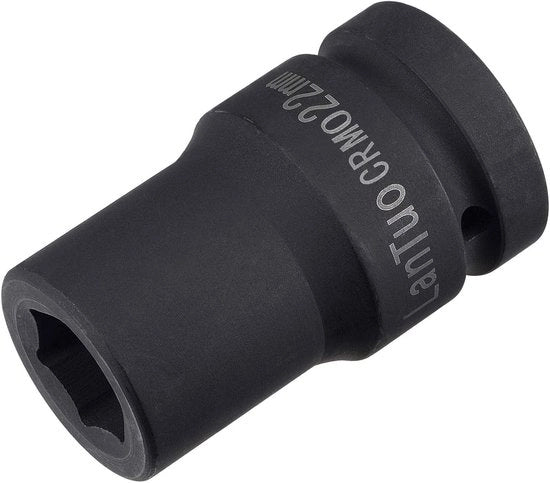 Chiave a impatto 1/2 pollici - 6 punte - 80 mm di lunghezza - Acciaio inox Cr-Mo - Duro chormo-vanadio - Nero lucido - Resistente alla corrosione - Chiave a doppio effetto