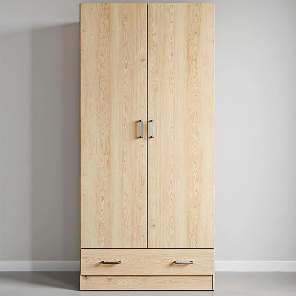 Armadietto Multiuso Con 2 Ante E 1 Cassetto Mobile Design Moderno Salvaspazio Con Ripiani Interni E Vano Contenitore Per Camera Da Letto O Ingresso 79.4 X 35.7 X 170.4 Cm Rovere