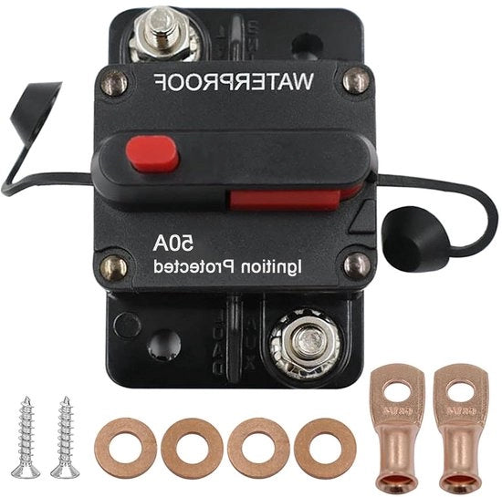 Stromoschakela 60 A, reset manuale, per sicurezza veicolo, 12 V-48 V DC, adatto per auto, barca, audio (50 A)