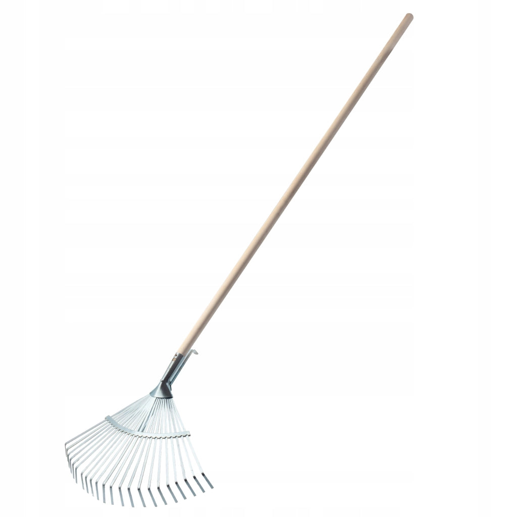 Rastrello per foglie KADAX da giardino con manico in legno, 164 cm, regolabile, a forma di ventaglio