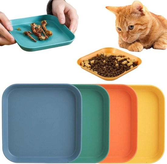 Set di 4 piatti per gatti neonati - Vasca da cibo per gatti piccoli - Piatti quadrati per gatti - Accessorio per gatto