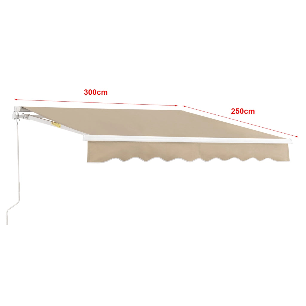 Tenda da Sole a Muro Bitonto con Bracci Estensibili e Manovella 300 x 250 cm (LxP) Beige [en.casa]