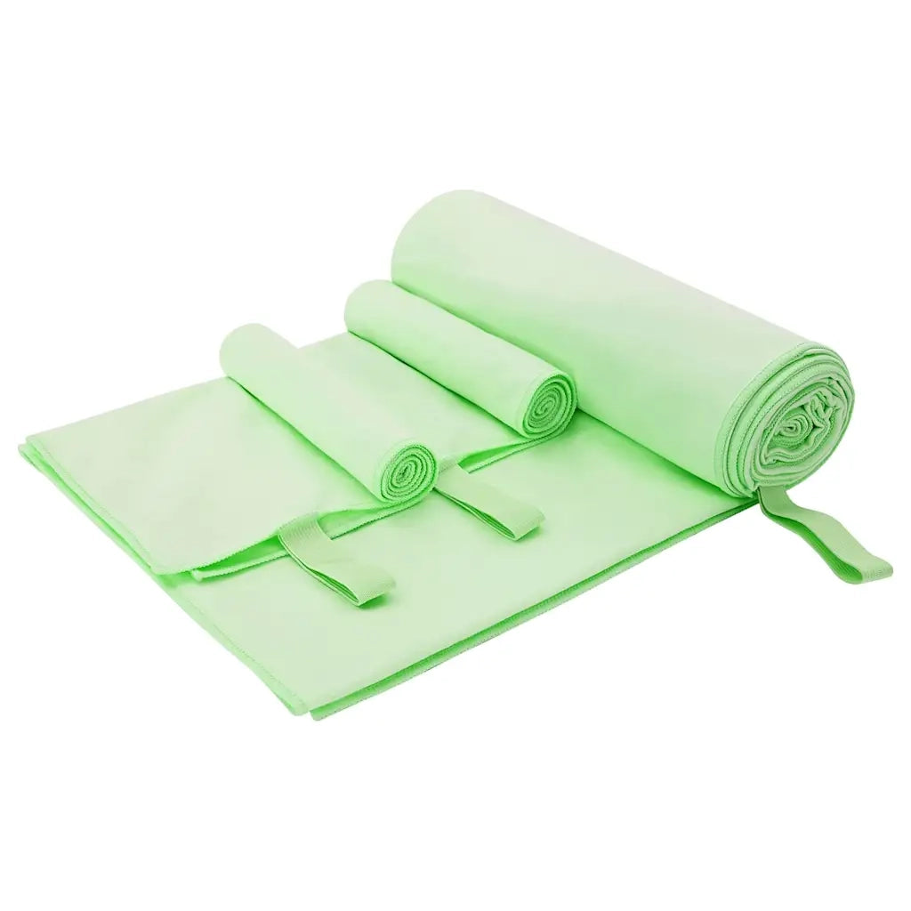 Set di Asciugamani Sportivi 3 pz | Teli per bagno Verde Poliestere e poliammide