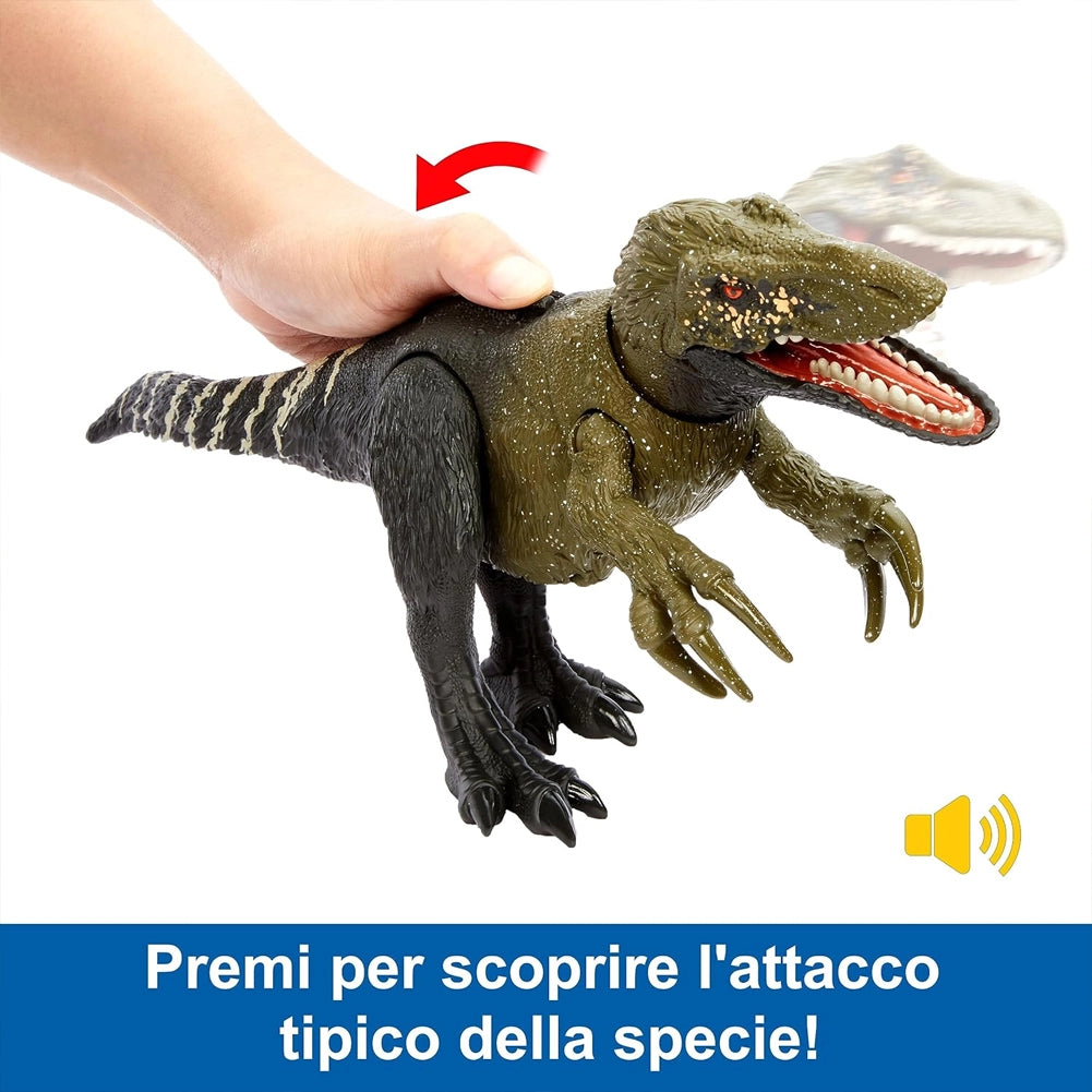 Mattel Jurassic World Dinosauro Orkoraptor Ruggito Selvaggio Snodabile con App