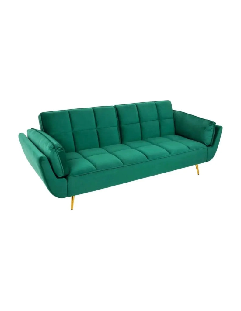 Divano dritto NEVISI verde smeraldo – Divano scandinavo trasformabile in velluto