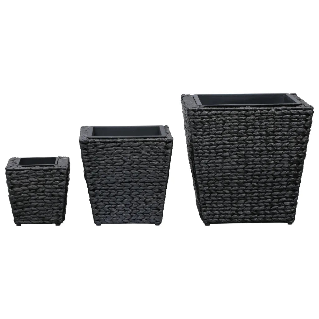 Letti Rialzati 3 pz in Giacinto Intrecciato Nero 45573