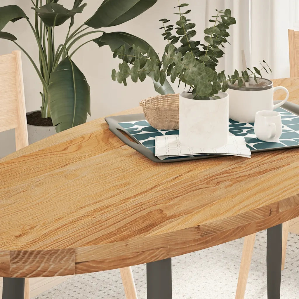 Piano Tavolo Marrone Chiaro 140x60x4cm in Rovere Massello Ovale 4009052