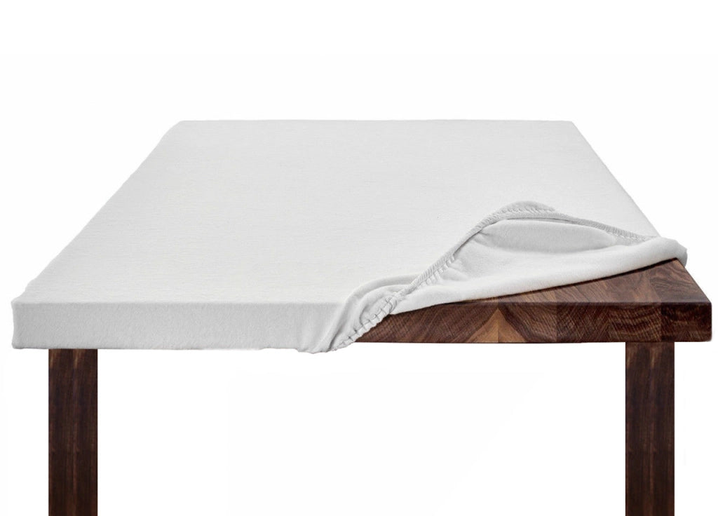 Copritavolo Mollettone SalvaTavolo SottoTovaglia Protezione Macchie Feltro Bianco Elastico Sul Bordo Made In Italy - 80x80 - Bianco