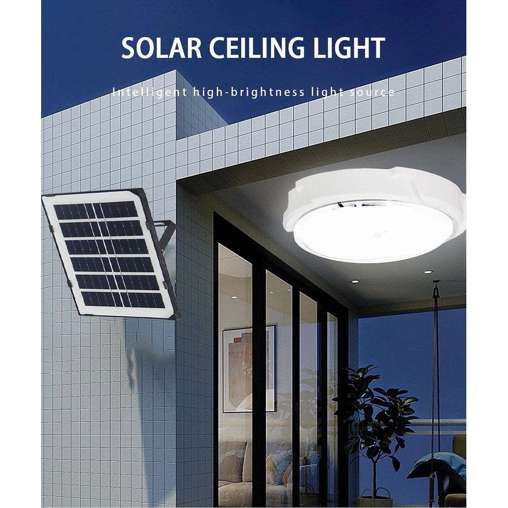 Trade Shop - Plafoniera Faro Led Pannello Solare 200 W Con Sensore Crepuscolare Ip65 Esterno -
