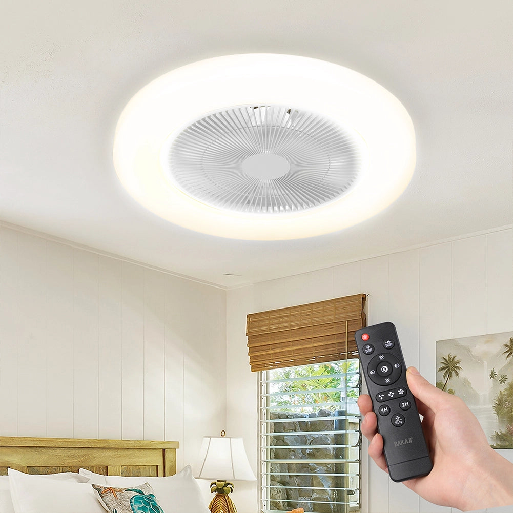 Ventilatore a Soffitto con Lampada LED Caldo Freddo 50 Ø cm 3 Velocità e Timer