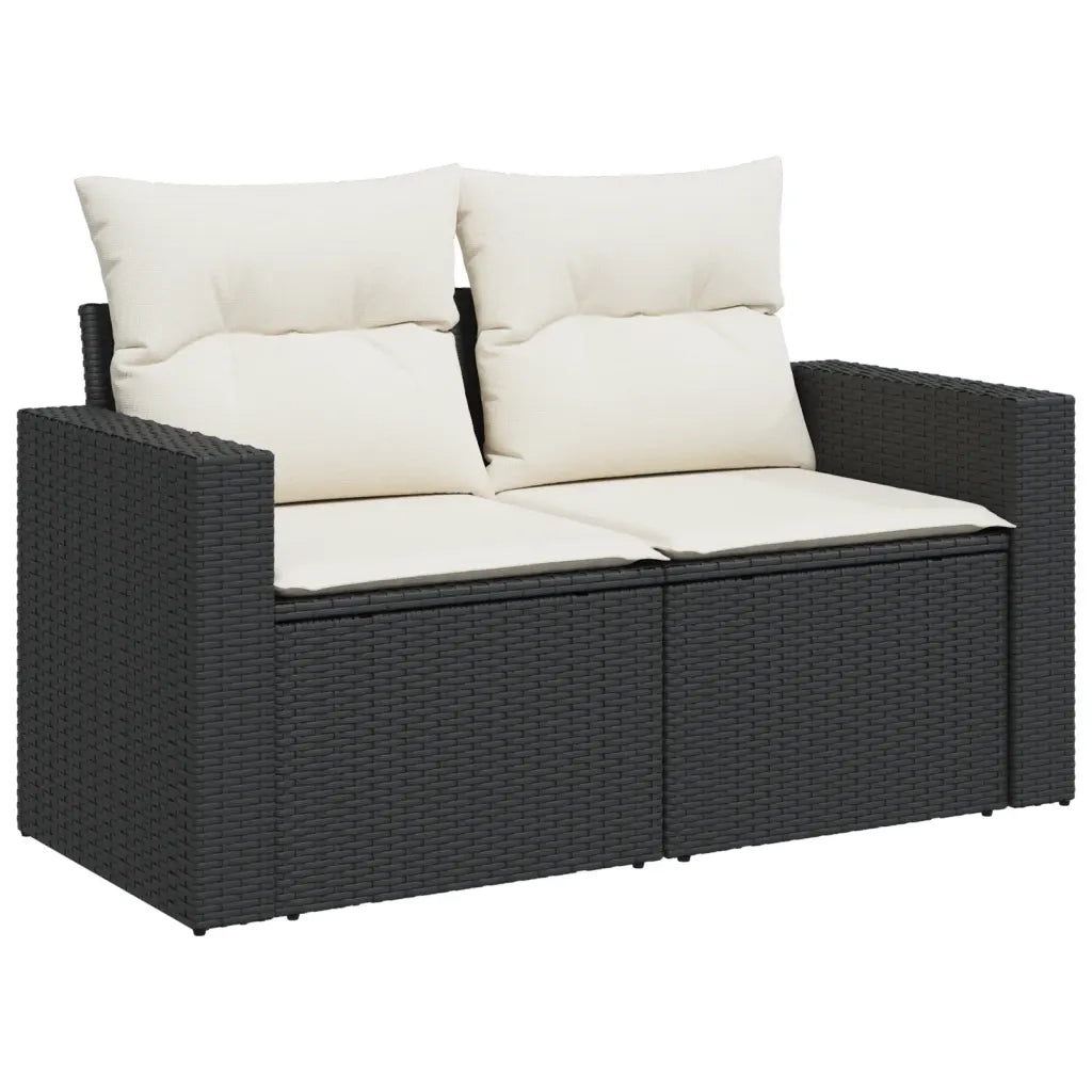 Set Divani da Giardino 9 pz con Cuscini Nero in Polyrattan 3256378