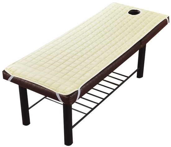 Lettiera per letto - Apertura facciale per respiro - Materiale elastico e comodo - 190x70cm - Beige - Per uso in saloni di bellezza - Copertura per lettini massaggi