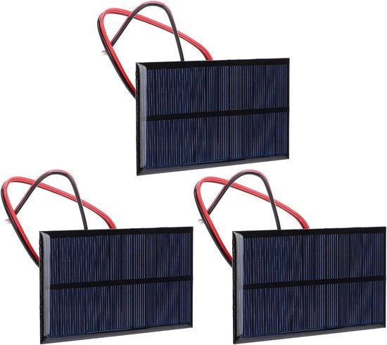 Pannello Solare 5V con Batteria - 6V 11×6×3 3 Pezzi Pannello Solare DC 6V 1W Modulo di Potenza Mobili a Silicio Policristallino - 30 cm Cavo di Collegamento del Pannello Solare