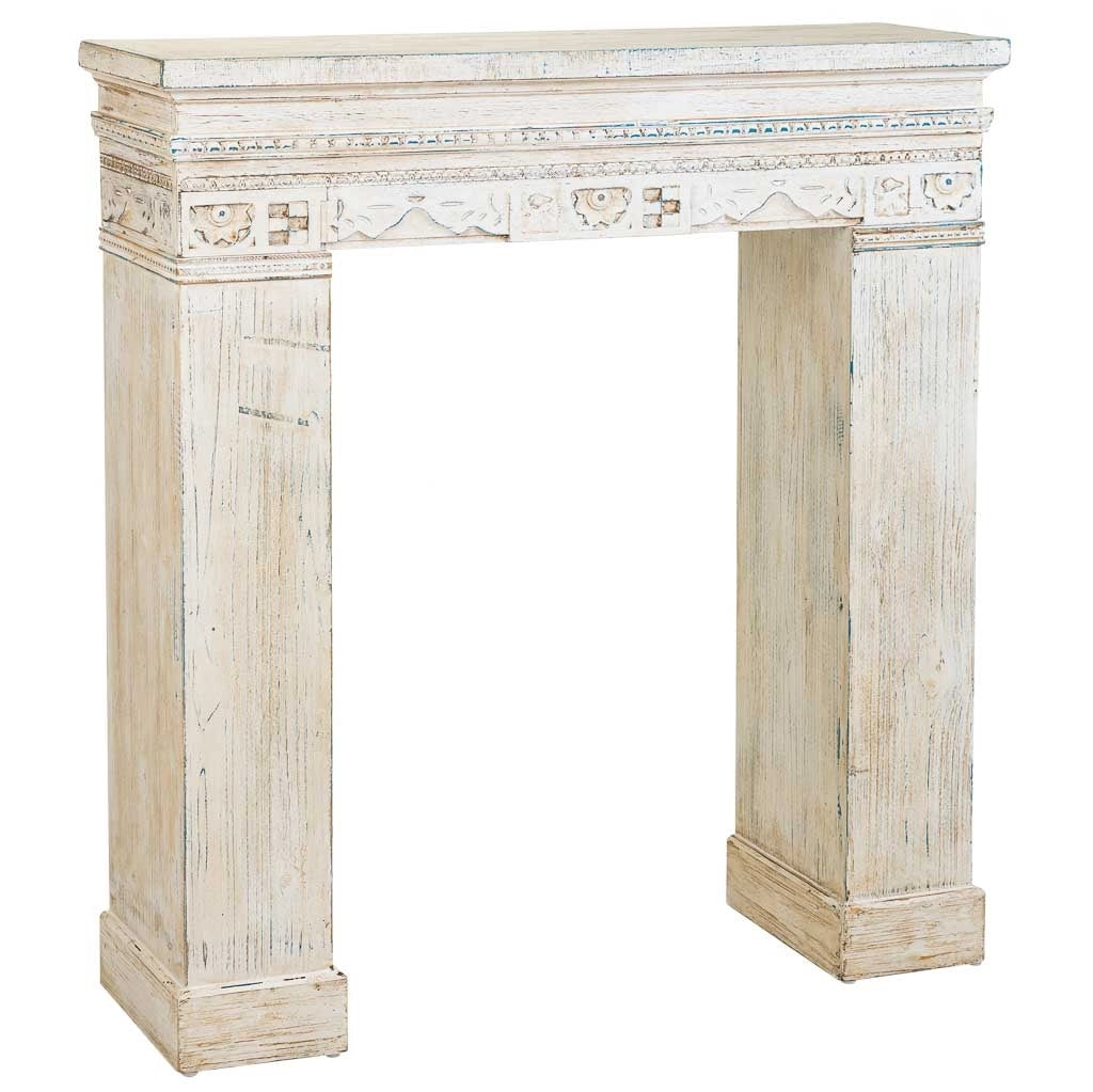 Cornice camino in legno bianco 100x30x110h