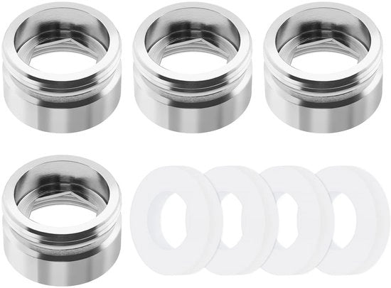Adattatore per rubinetto - M20 femmina a M22 maschio - Fitting in ottone - Argento - Connettore di ventilazione - Adatto per bagno e cucina - 4 pollici