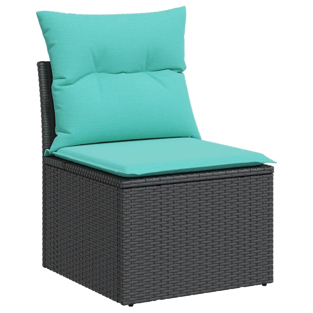 Set Divani da Giardino 5 pz con Cuscini Nero in Polyrattan 3220116