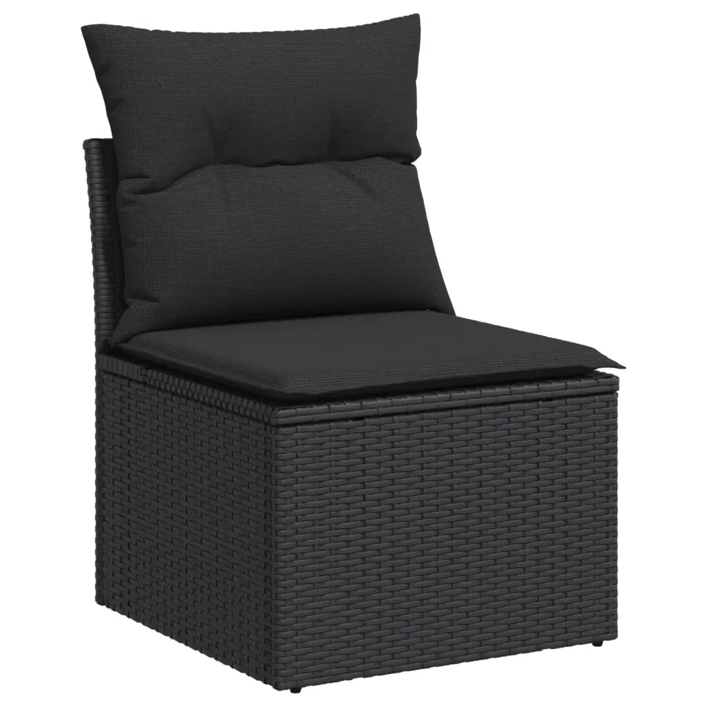Set Divani da Giardino 9 pz con Cuscini Nero in Polyrattan 3220634