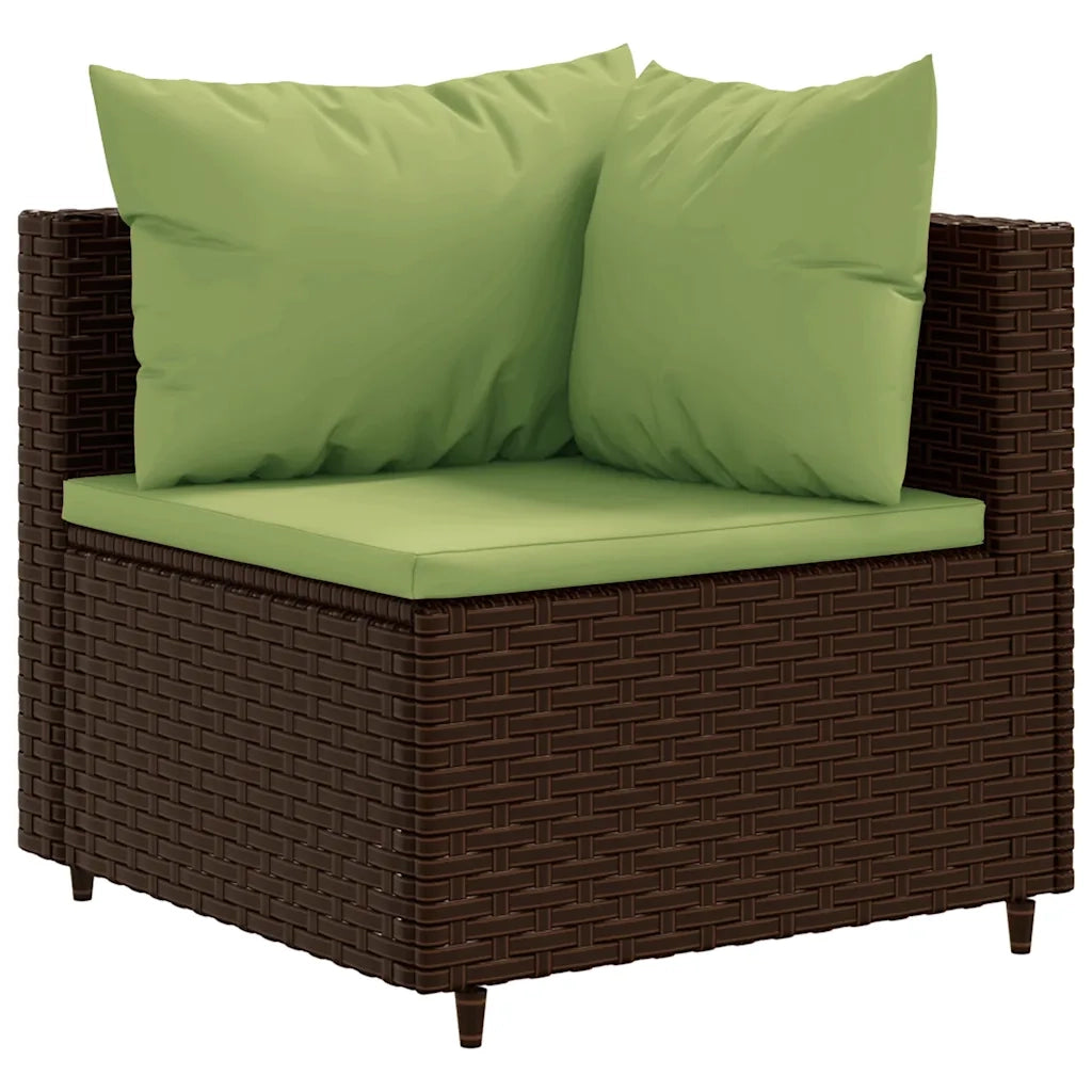 Set Divani da Giardino 7 pz con Cuscini in Polyrattan Marrone 3308182